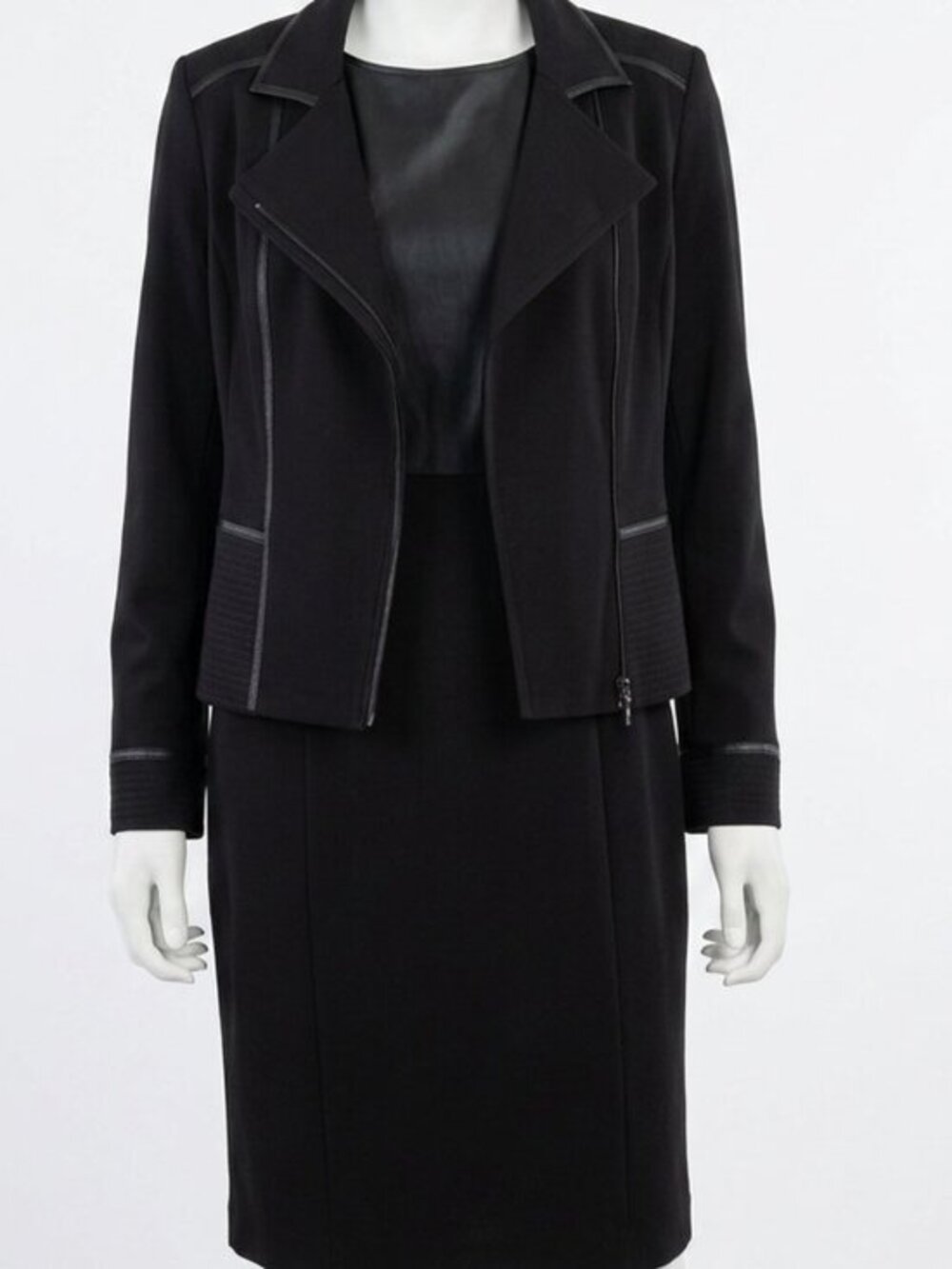 NWT Black Label Chico's Faux Leather Moto Jacket & Dress Set Biker Chic Sz 2/L